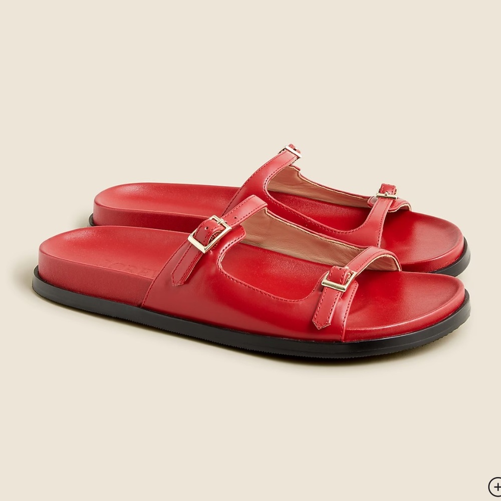 J. Crew Red Colbie Leather Slide Sandals